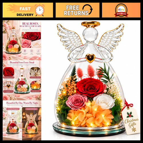 Led light preserved rose glass - light,